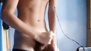 Fleshy Amateur Lad's Striptease and Onanism