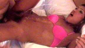 ”Shemale beautiful babe in revealing lingerie cums hard during assfuck”