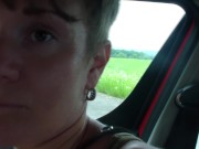 Sexy hitchhiker seduces driver