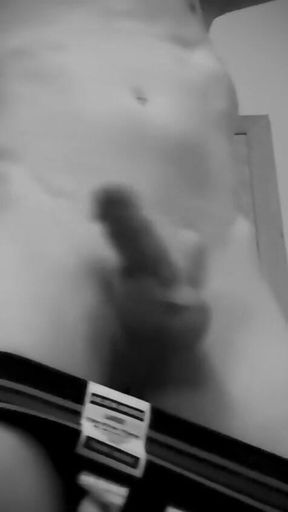 Flexing Naked, Showing off My Big White American Jock Cock After Workout in Black & White