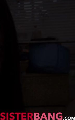 Teen sister rides big cock in POV with natural tits