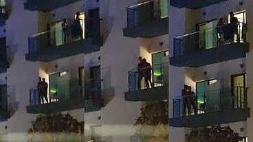 Guys caught fucking on the balcony