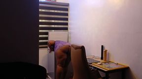 Fat ass ebony milf bending over on her Domestic Duty