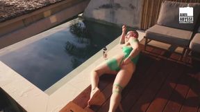 Super-Naughty Axel Abysse Tears His Boink-Slot In Pool Solo Anal Torment