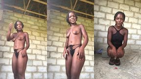 crazybitch enjoyed showing her nakedness in gstring panties to strangers and later dress up