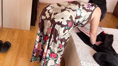 Horny MILF pulls her pantyhose down to receive hard cock anally