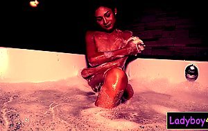 Tiny ladyboy teen amateur Nonny POV blowjob of a big white cock
