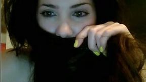 Angelic looking brunette amateur babe naked on webcam