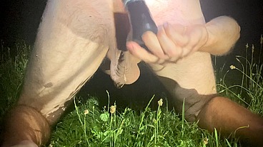 Beautiful anal masturbation in nature, to the singing of crickets.