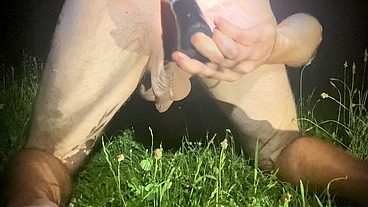 Beautiful anal masturbation in nature, to the singing of crickets.