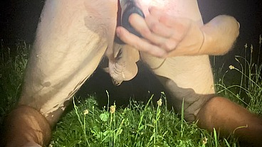 Beautiful anal masturbation in nature, to the singing of crickets.