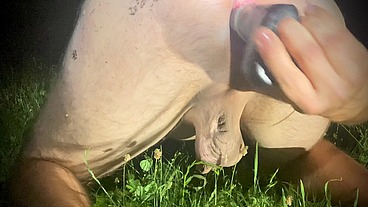 Beautiful anal masturbation in nature, to the singing of crickets.