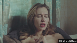 Hot domme spanks herself with a riding crop while she masturbates