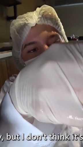 LATINA NURSE milks my CUM sample with Machine and his deepthroat   Clip 2
