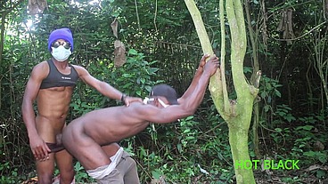 A wild rough fuck in the open air in the village during the meeting of two tourists in the woods followed by a one-night fuck in their first gay experience. two straight
