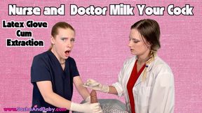 Sweet Nurse and Domme Doctor Milk Your Cock with Latex Gloves - Cum Extraction - Medical Play - POV - Surgical Gloves - Cum Draining - Cum Begging - Cum for Me Double Handjob Cumshot
