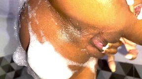 fucking skinny black in bathroom of a cheap hotel, sucks and I cum fast from the hot of her pussy