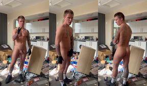Cleaning the milf landlord’s house for a jack off session