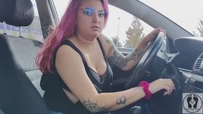 CAR PEDAL PUMPING FETISH BIG TITS TOP LESS HIGH HEELS
