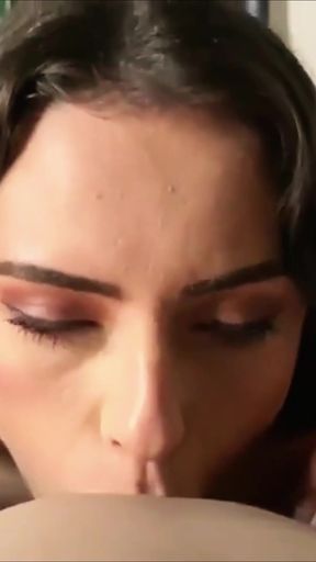 Latina hot wife gives a deepthroat facial on webcam with her friends