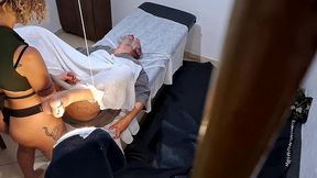 he went to the doctor to have his prostate examined, but the doctor stuck the strapon in his ass.