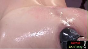 Fisted BDSM slave gets bent over