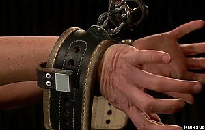 Slave stretched in metal device vibed