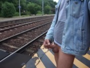 naked handjob ride in the street and at the station