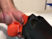 locked in my studio gum mask with my piss my cum and my braces