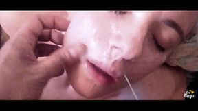 THE BEST CUMSHOT!!! stepdaughter with amazing of load of cum. great facial. (in slowmo)