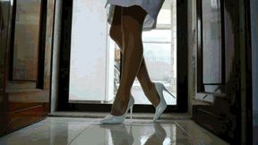 White dress, white Classic Pumps, tan-nylons part 2 WMV(1920x1080)FHD