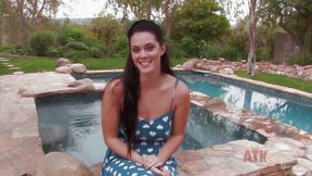 Buxom brunette Alison Tylor gets personal in this poolside interview.