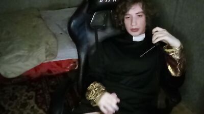 Perverted church chap is jerking a cock in this fan requested video