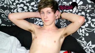 Skater lad Cody Andrews shows off his horny and bold big cock stroking