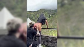 Lover of public passion fucks with her boyfriend on the bridge until they are caught.