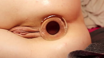 Skinny Slut Pixie Pink ANAL Training Session With Big Glass Buttplug