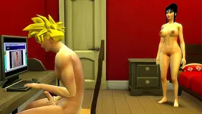 Stepmom Chi-Chi Catches Stepson Gohan Masturbating & Gets Fucked Hardcore