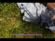 VOST engl - cet inférieur nu et chaste se fait pisser dessus dans le jardin des voisins.