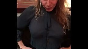 Naughty EXPERIENCED ONE flashes her panties in a crowded restaurant