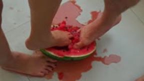 Crushing and playing with a Watermelon - Girl & Boy