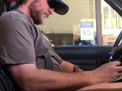 Horny Guy Bustin A Nut at the Bank ( Hands free Public Cum )