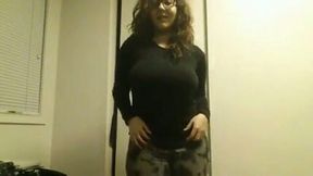Nasty chubby chick with fine boobs shows striptease