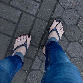 tempting on a walk with my sexy feet in the park