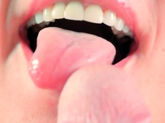 Close-up Tongue Teasing Blowjob by Blonde Amateur Milf