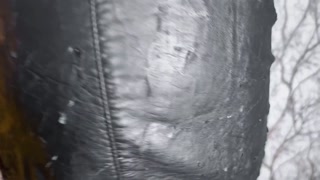 He pees on my leather skirt, fucks my pussy and cums on the skirt