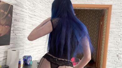 My Blue Haired Stepsis Begged For Big Dick After Inked Amateur Anal