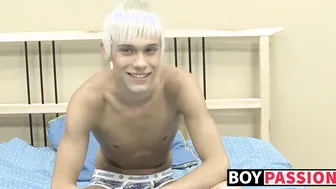 Slim Twink Ashton Jerks His Big Cock During Solo Interview