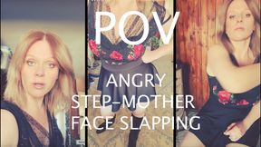 Angry Step-mother face slapping-POV with Miss Zee