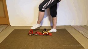 Sneaker-Girl Akira - Lego Toy Truck Crush with Socks and Bare Feet