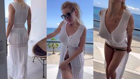 coucou les amours ❤6eme jour a ibiza habillee d une robe blanche longue...